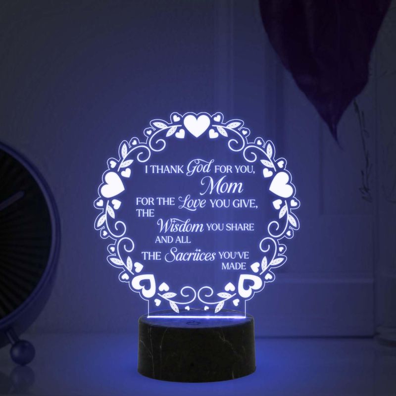I Thank god for You Mom night lamp with Multicolored Light Mothers Day Gift for Mom & Best Birthday Gift for Mom from Daughter Son