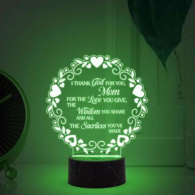 I Thank god for You Mom night lamp with Multicolored Light Mothers Day Gift for Mom & Best Birthday Gift for Mom from Daughter Son