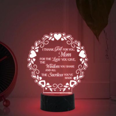 I Thank god for You Mom night lamp with Multicolored Light Mothers Day Gift for Mom & Best Birthday Gift for Mom from Daughter Son