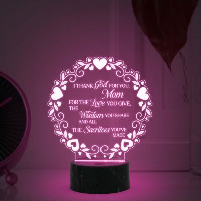 I Thank god for You Mom night lamp with Multicolored Light Mothers Day Gift for Mom & Best Birthday Gift for Mom from Daughter Son