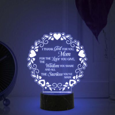 I Thank god for You Mom night lamp with Multicolored Light Mothers Day Gift for Mom & Best Birthday Gift for Mom from Daughter Son