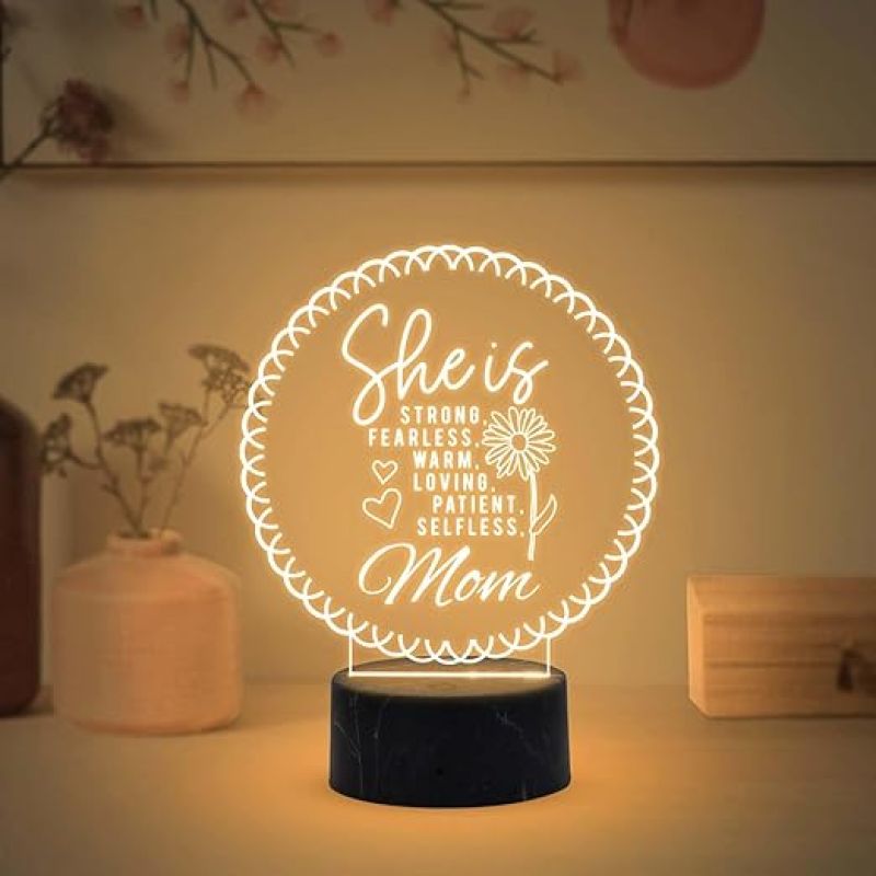 She is Mom night lamp with Warm White Light Light Mothers Day Gift for Mom Best Birthday Gift for Mom from Daughter Son
