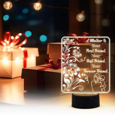 A Mother is Your First Friend Engraved Night Lamp with Warm White Light Mothers Day Gift for Mom Birthday Gift for Mom from Daughter Son