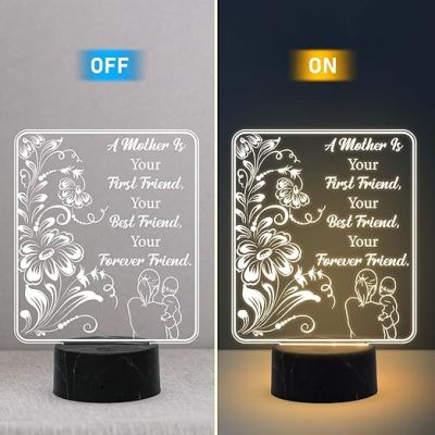 A Mother is Your First Friend Engraved Night Lamp with Warm White Light Mothers Day Gift for Mom Birthday Gift for Mom from Daughter Son