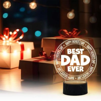 3D Illusion Best Dad Ever Engraved Led Table Lamp with Warm White Light Fathers Day Gift for Dad Birthday Gift for Dad Memorable Gift for Dad