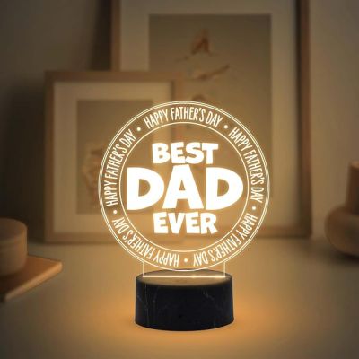 3D Illusion Best Dad Ever Engraved Led Table Lamp with Warm White Light Fathers Day Gift for Dad Birthday Gift for Dad Memorable Gift for Dad