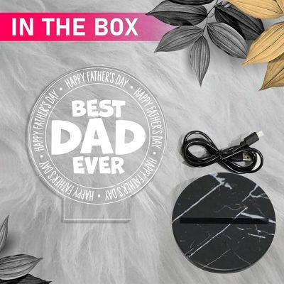3D Illusion Best Dad Ever Engraved Led Table Lamp with Warm White Light Fathers Day Gift for Dad Birthday Gift for Dad Memorable Gift for Dad