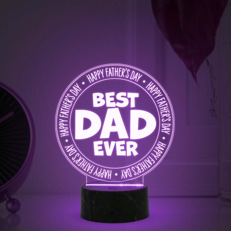 3D Illusion Best Dad Ever Engraved Led Table Lamp with Automatic Color Changing Light Fathers Day Gift for Dad Birthday Gift for Dad Memorable Gift for Dad