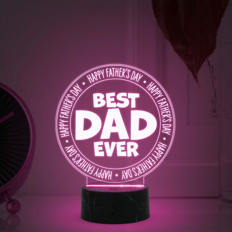 3D Illusion Best Dad Ever Engraved Led Table Lamp with Automatic Color Changing Light Fathers Day Gift for Dad Birthday Gift for Dad Memorable Gift for Dad