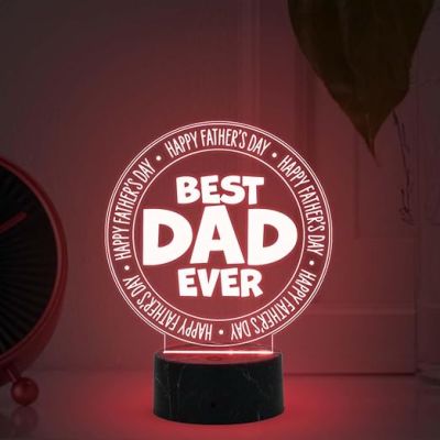 3D Illusion Best Dad Ever Engraved Led Table Lamp with Automatic Color Changing Light Fathers Day Gift for Dad Birthday Gift for Dad Memorable Gift for Dad