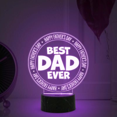 3D Illusion Best Dad Ever Engraved Led Table Lamp with Automatic Color Changing Light Fathers Day Gift for Dad Birthday Gift for Dad Memorable Gift for Dad