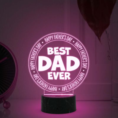 3D Illusion Best Dad Ever Engraved Led Table Lamp with Automatic Color Changing Light Fathers Day Gift for Dad Birthday Gift for Dad Memorable Gift for Dad