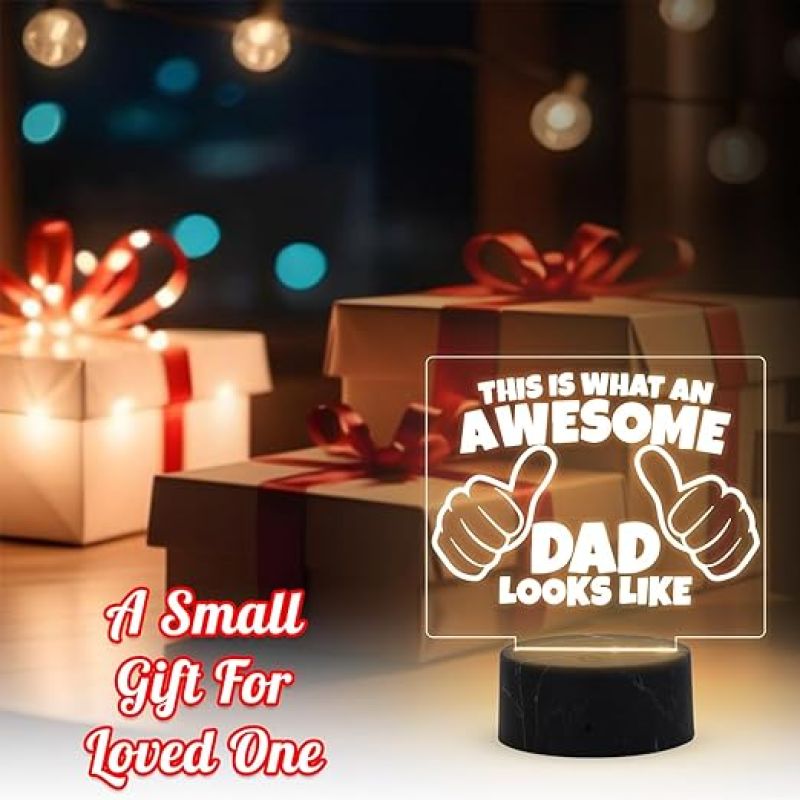 This is What an Awesome Dad Look Like Night Lamp with Warm White Light Fathers Day Gift for Dad Best Birthday Gift for Dad from Daughter & Son