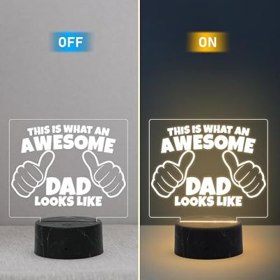 This is What an Awesome Dad Look Like Night Lamp with Warm White Light Fathers Day Gift for Dad Best Birthday Gift for Dad from Daughter & Son
