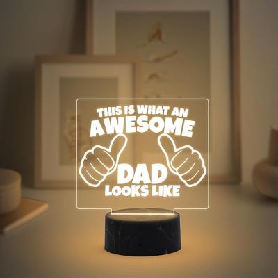 This is What an Awesome Dad Look Like Night Lamp with Warm White Light Fathers Day Gift for Dad Best Birthday Gift for Dad from Daughter & Son