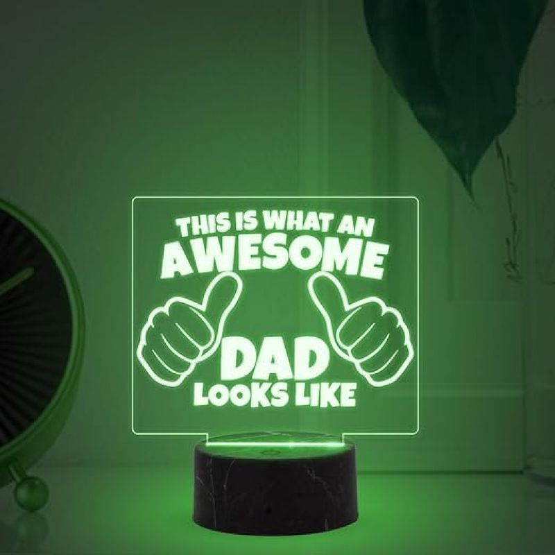 This is What an Awesome Dad Look Like Night Lamp with Multicolored Light Fathers Day Gift for Dad Best Birthday Gift for Dad from Daughter & Son