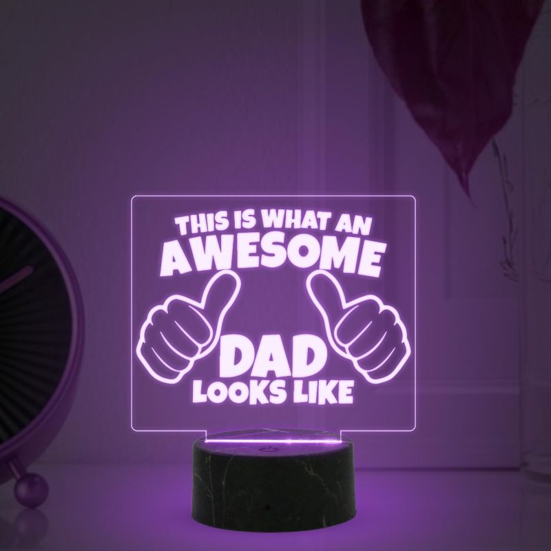This is What an Awesome Dad Look Like Night Lamp with Multicolored Light Fathers Day Gift for Dad Best Birthday Gift for Dad from Daughter & Son