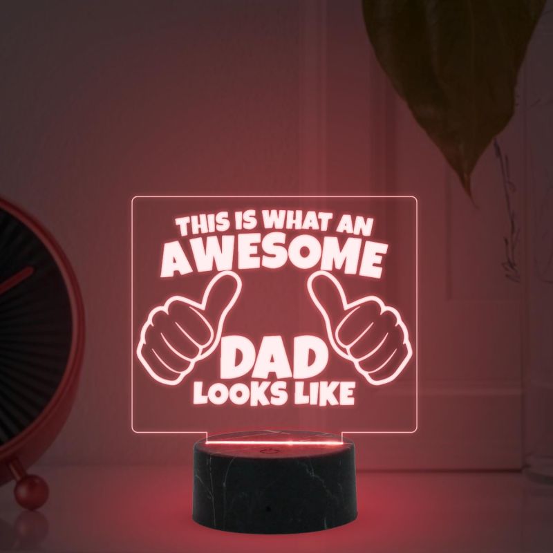 This is What an Awesome Dad Look Like Night Lamp with Multicolored Light Fathers Day Gift for Dad Best Birthday Gift for Dad from Daughter & Son