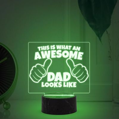 This is What an Awesome Dad Look Like Night Lamp with Multicolored Light Fathers Day Gift for Dad Best Birthday Gift for Dad from Daughter & Son