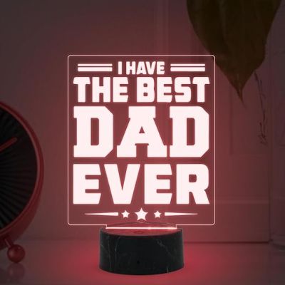 I Have The Best Dad Ever Night Lamp with Multicolored Light Fathers Day Gift for Dad Birthday Gift for Dad from Daughter & Son