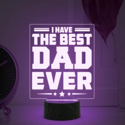 I Have The Best Dad Ever Night Lamp with Multicolored Light Fathers Day Gift for Dad Birthday Gift for Dad from Daughter & Son