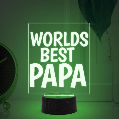 Worlds Best Papa Night Lamp with Multicolored Light Fathers Day Gift for Dad Birthday Gift for Dad from Daughter & Son