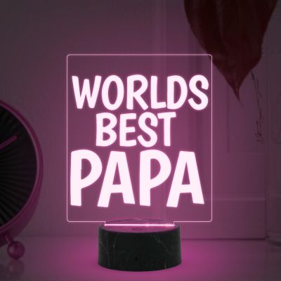 Worlds Best Papa Night Lamp with Multicolored Light Fathers Day Gift for Dad Birthday Gift for Dad from Daughter & Son