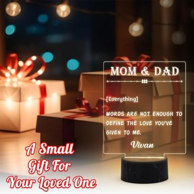 Personalized Mom Dad Night Lamp with Warm White Light Customizable with name Gift for Parents Express Your Love for Parents