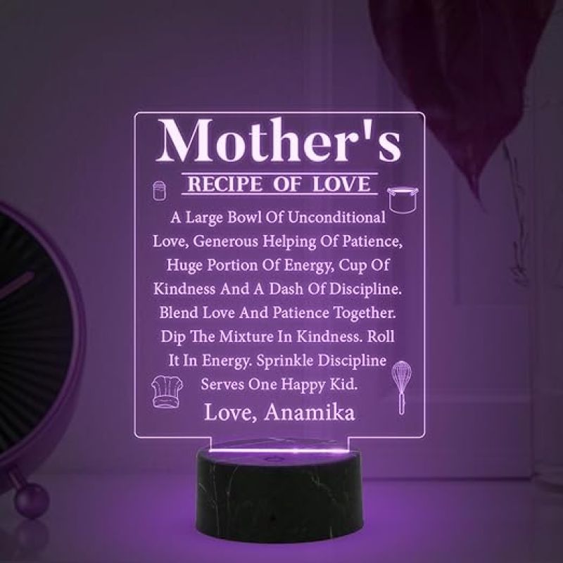 Mother's Engraved night lamp with Multicolored Lamp Customized with name Mothers Day Gift for Mom Gift for Mom from Daughter Son