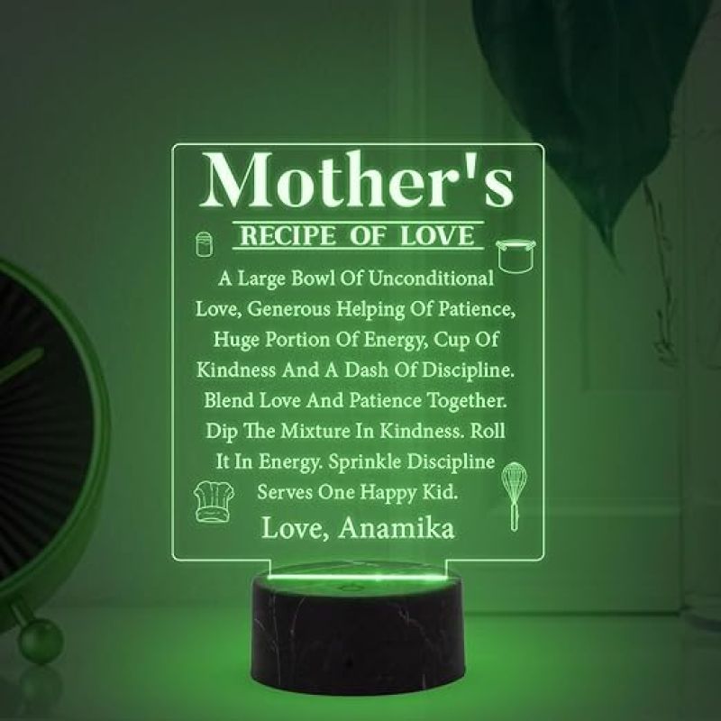 Mother's Engraved night lamp with Multicolored Lamp Customized with name Mothers Day Gift for Mom Gift for Mom from Daughter Son
