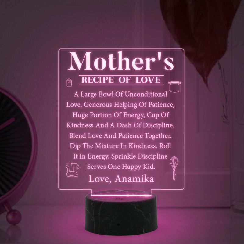 Mother's Engraved night lamp with Multicolored Lamp Customized with name Mothers Day Gift for Mom Gift for Mom from Daughter Son