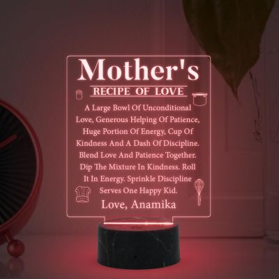Mother's Engraved night lamp with Multicolored Lamp Customized with name Mothers Day Gift for Mom Gift for Mom from Daughter Son