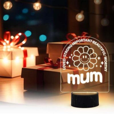 Mom Engraved Night Lamp with Warm White Light Mothers Day Gift from Daughter & Son Thankyou Gift for Mom