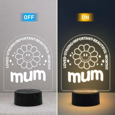 Mom Engraved Night Lamp with Warm White Light Mothers Day Gift from Daughter & Son Thankyou Gift for Mom