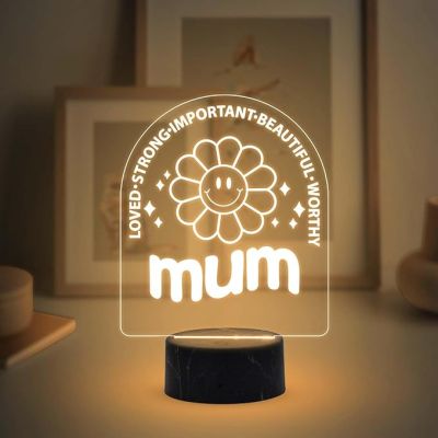 Mom Engraved Night Lamp with Warm White Light Mothers Day Gift from Daughter & Son Thankyou Gift for Mom