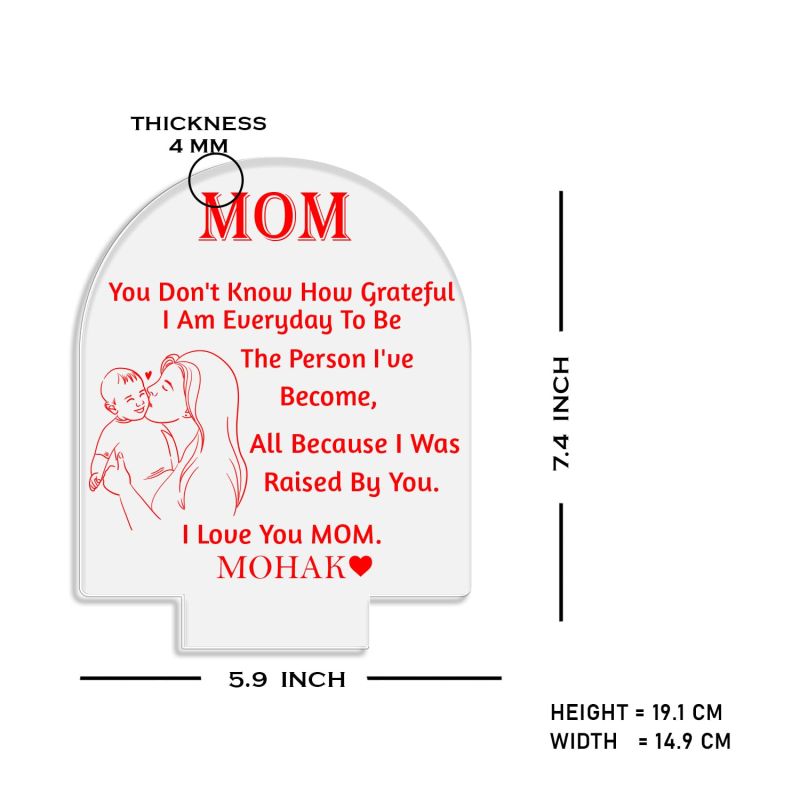 I Love You Mom Night Lamp with Warm White Light Customizable with name Mother Day Gift from Daughter Bedroom Living Room Decor