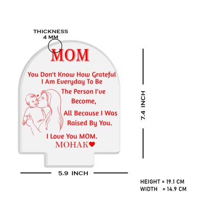 I Love You Mom Night Lamp with Warm White Light Customizable with name Mother Day Gift from Daughter Bedroom Living Room Decor