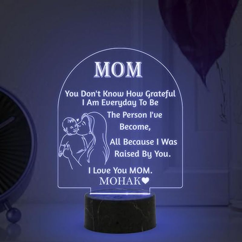 I Love You Mom Night Lamp with Multicolored Light Customizable with name Mother Day Gift from Daughter | Bedroom Living Room Decor