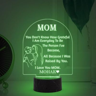 I Love You Mom Night Lamp with Multicolored Light Customizable with name Mother Day Gift from Daughter | Bedroom Living Room Decor