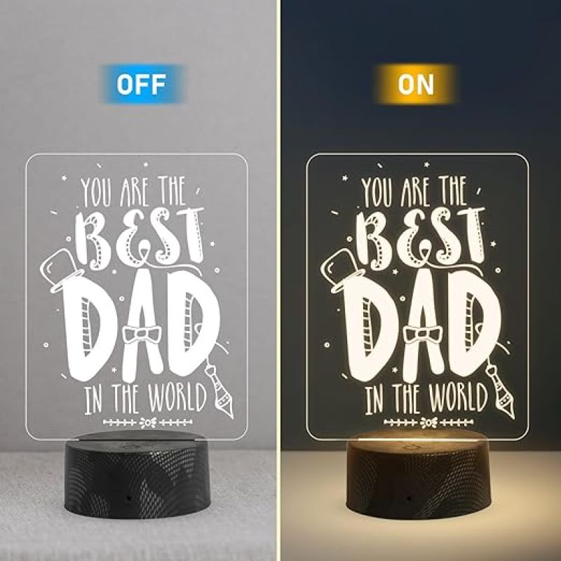 You are The Best Dad in The World Engraved Night Lamp with Warm White Light Fathers Day Gift Birthday Gift for Dad Sorry Gift for Dad