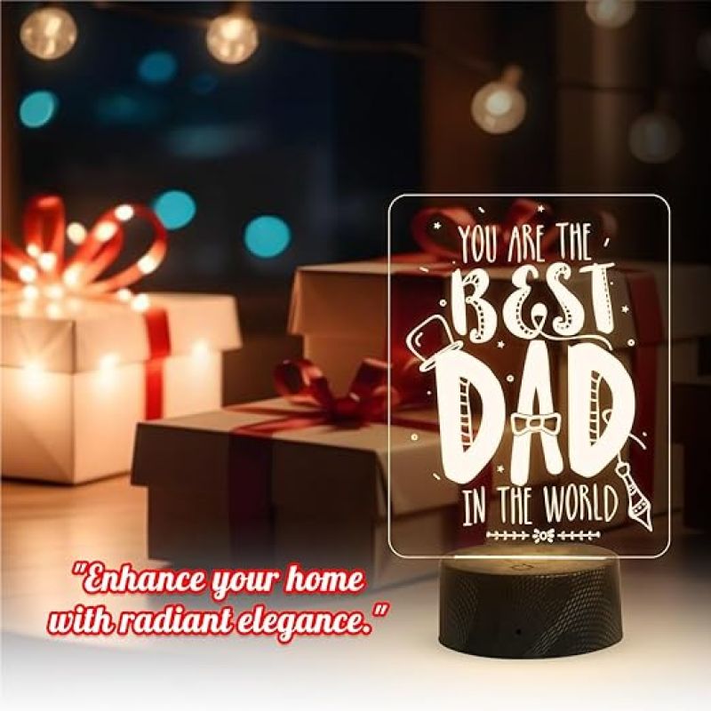 You are The Best Dad in The World Engraved Night Lamp with Warm White Light Fathers Day Gift Birthday Gift for Dad Sorry Gift for Dad