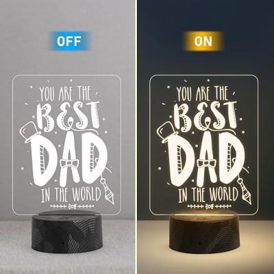 You are The Best Dad in The World Engraved Night Lamp with Warm White Light Fathers Day Gift Birthday Gift for Dad Sorry Gift for Dad