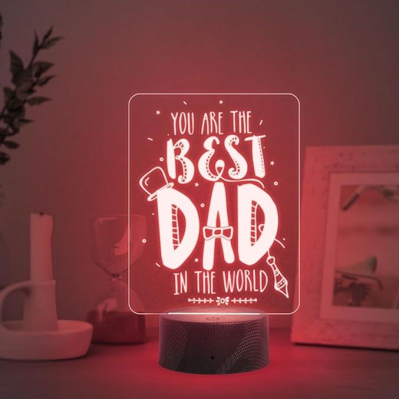 You are The Best Dad in The World Engraved Night Lamp with Automatic Color Changing Light Fathers Day Gift | Birthday Gift for Dad | Sorry Gift for Dad