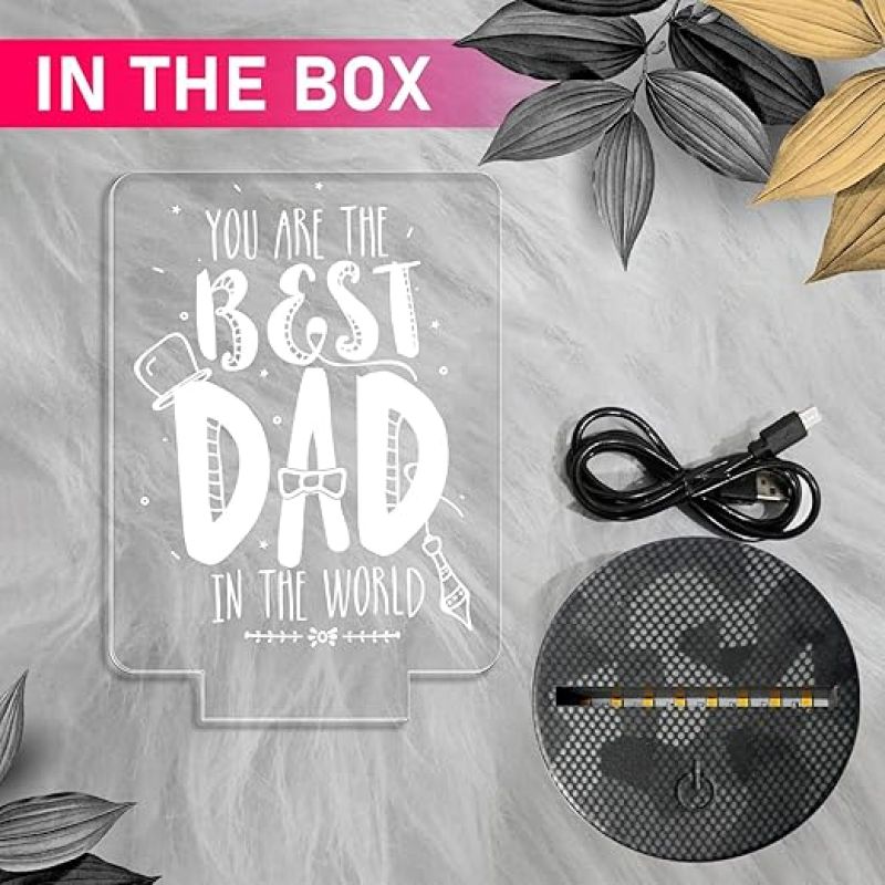 You are The Best Dad in The World Engraved Night Lamp with Automatic Color Changing Light Fathers Day Gift | Birthday Gift for Dad | Sorry Gift for Dad