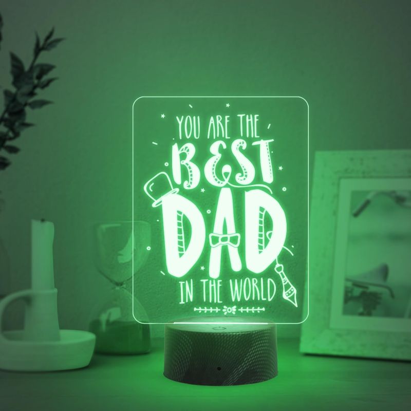 You are The Best Dad in The World Engraved Night Lamp with Automatic Color Changing Light Fathers Day Gift | Birthday Gift for Dad | Sorry Gift for Dad