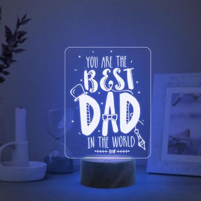 You are The Best Dad in The World Engraved Night Lamp with Automatic Color Changing Light Fathers Day Gift | Birthday Gift for Dad | Sorry Gift for Dad