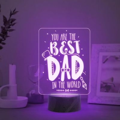 You are The Best Dad in The World Engraved Night Lamp with Automatic Color Changing Light Fathers Day Gift | Birthday Gift for Dad | Sorry Gift for Dad