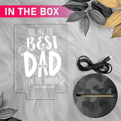 You are The Best Dad in The World Engraved Night Lamp with Automatic Color Changing Light Fathers Day Gift | Birthday Gift for Dad | Sorry Gift for Dad