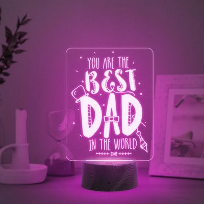 You are The Best Dad in The World Engraved Night Lamp with Automatic Color Changing Light Fathers Day Gift | Birthday Gift for Dad | Sorry Gift for Dad