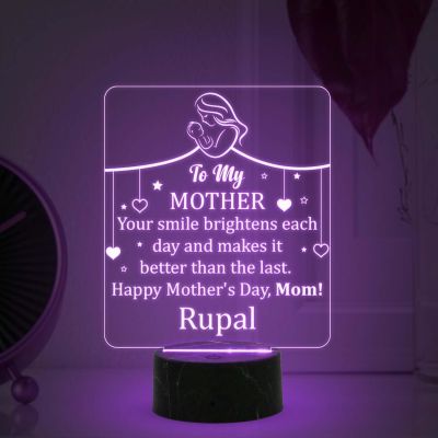 to My Mother Engraved Night Lamp with Multicolored Customized with Name Mothers Day Gift Gift for Mom from Daughter Son Memorable Birthday Gift for Mom